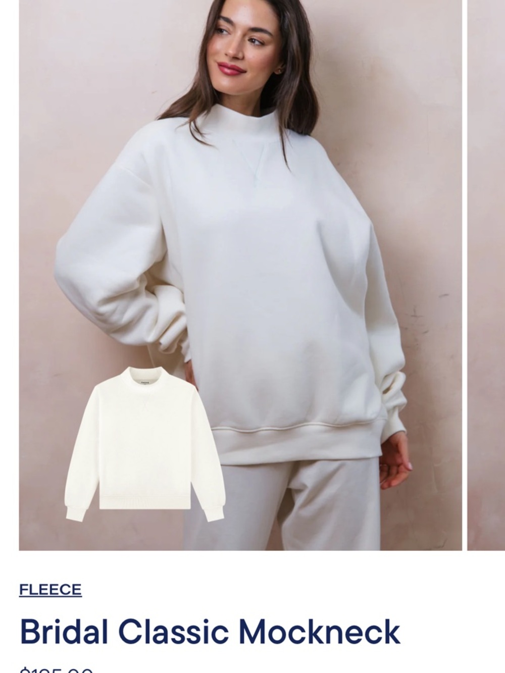 Bridal Classic Mockneck Fleece Sweater - White FREE EMBROIDERY